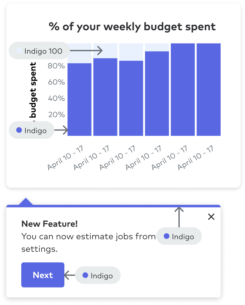 user interface example where indigo colors are applied