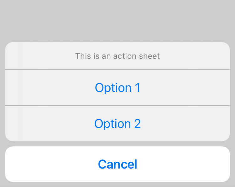 iOS action sheet