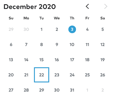 CalendarPicker - Date selected
